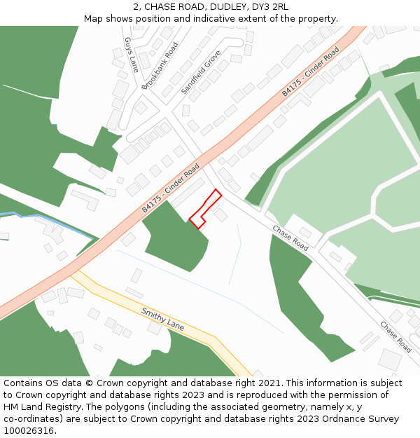 2, CHASE ROAD, DUDLEY, DY3 2RL: Location map and indicative extent of plot