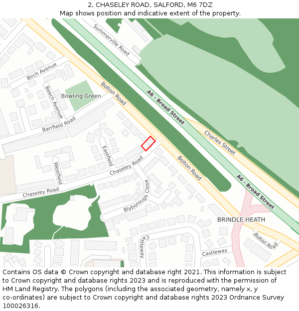 2, CHASELEY ROAD, SALFORD, M6 7DZ: Location map and indicative extent of plot