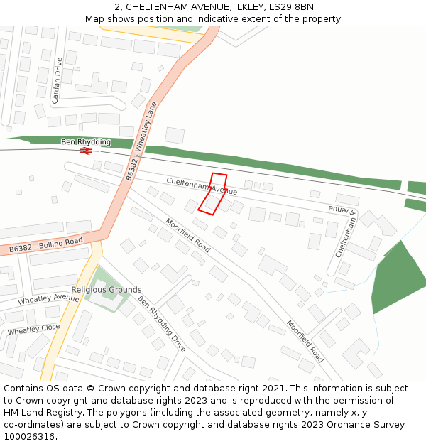 2, CHELTENHAM AVENUE, ILKLEY, LS29 8BN: Location map and indicative extent of plot