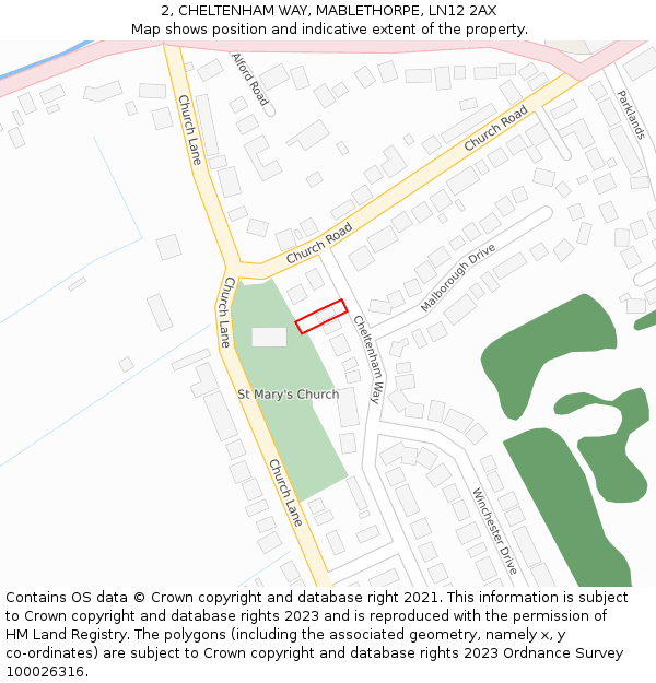 2, CHELTENHAM WAY, MABLETHORPE, LN12 2AX: Location map and indicative extent of plot