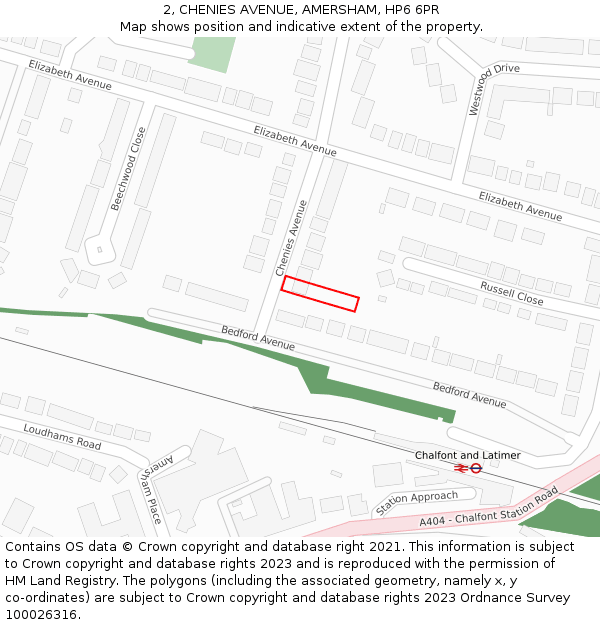 2, CHENIES AVENUE, AMERSHAM, HP6 6PR: Location map and indicative extent of plot