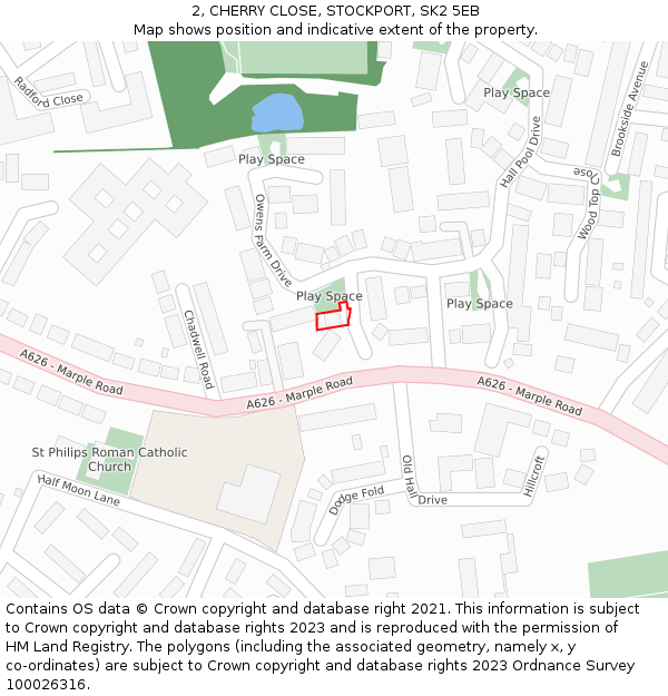 2, CHERRY CLOSE, STOCKPORT, SK2 5EB: Location map and indicative extent of plot