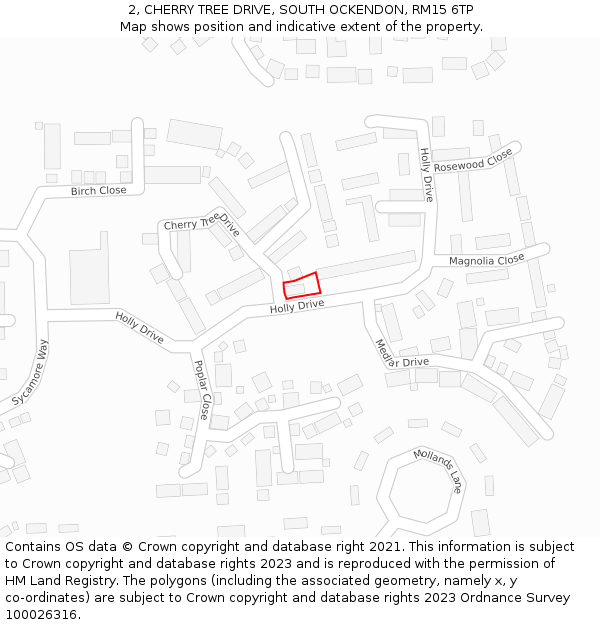 2, CHERRY TREE DRIVE, SOUTH OCKENDON, RM15 6TP: Location map and indicative extent of plot