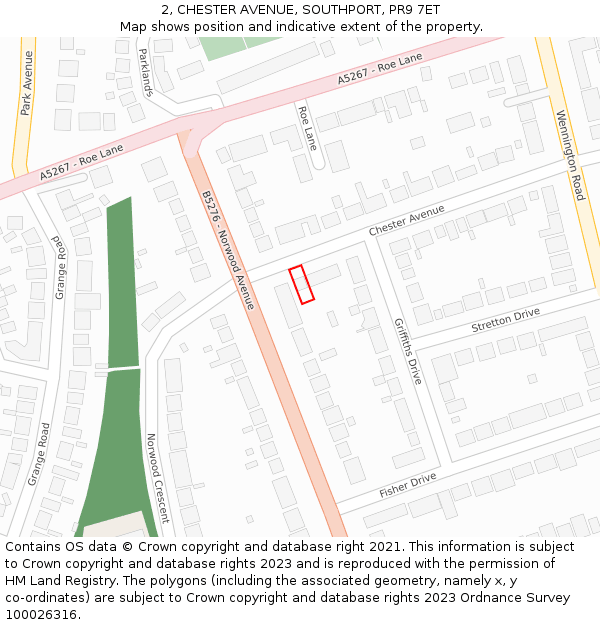 2, CHESTER AVENUE, SOUTHPORT, PR9 7ET: Location map and indicative extent of plot