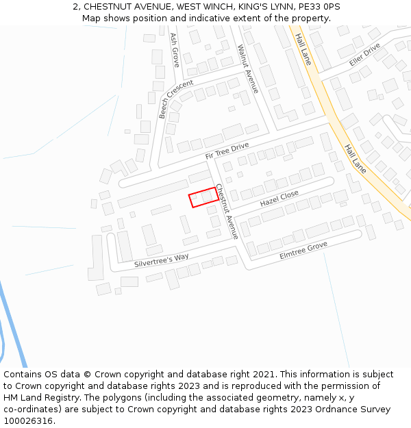 2, CHESTNUT AVENUE, WEST WINCH, KING'S LYNN, PE33 0PS: Location map and indicative extent of plot