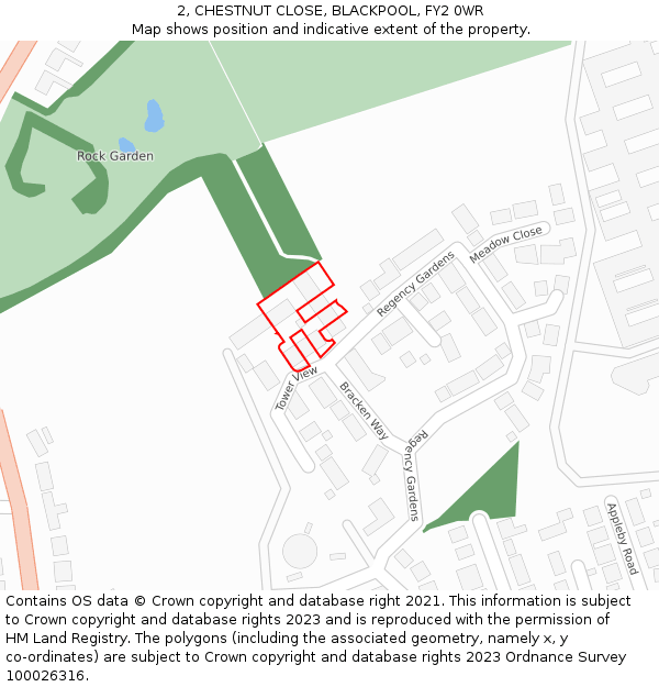 2, CHESTNUT CLOSE, BLACKPOOL, FY2 0WR: Location map and indicative extent of plot