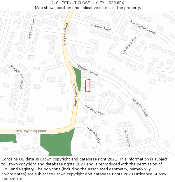 2, CHESTNUT CLOSE, ILKLEY, LS29 8PX: Location map and indicative extent of plot