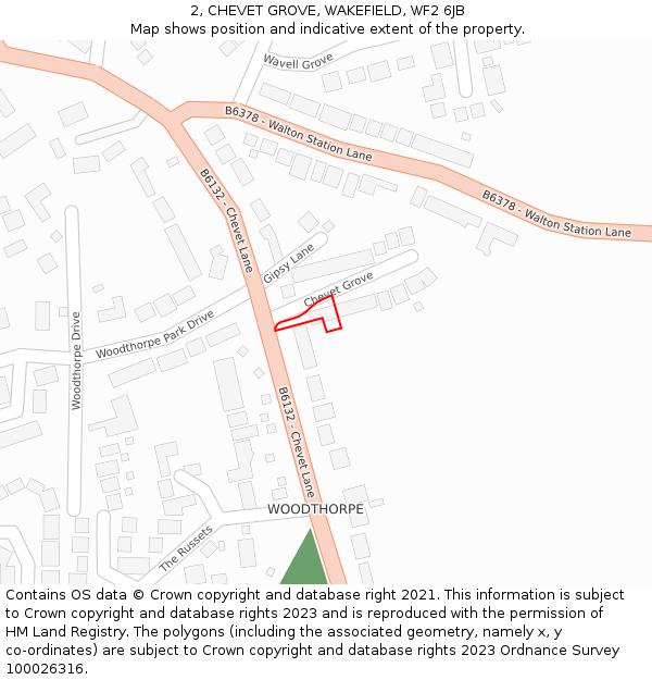 2, CHEVET GROVE, WAKEFIELD, WF2 6JB: Location map and indicative extent of plot