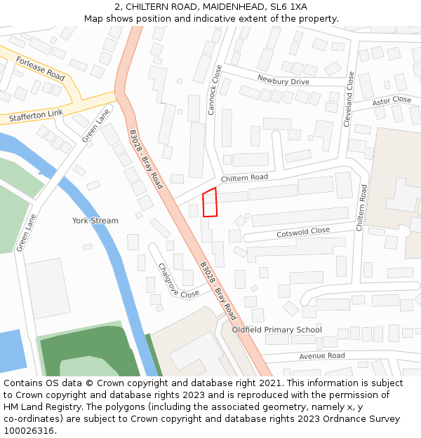 2, CHILTERN ROAD, MAIDENHEAD, SL6 1XA: Location map and indicative extent of plot