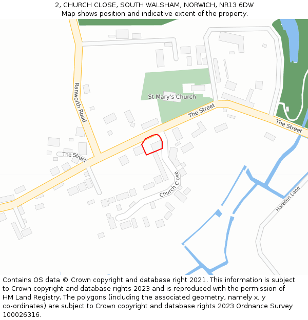 2, CHURCH CLOSE, SOUTH WALSHAM, NORWICH, NR13 6DW: Location map and indicative extent of plot