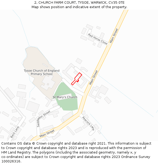 2, CHURCH FARM COURT, TYSOE, WARWICK, CV35 0TE: Location map and indicative extent of plot