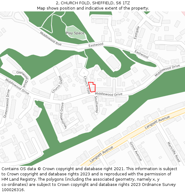 2, CHURCH FOLD, SHEFFIELD, S6 1TZ: Location map and indicative extent of plot