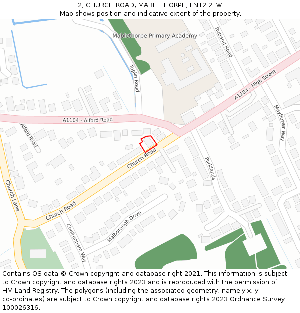 2, CHURCH ROAD, MABLETHORPE, LN12 2EW: Location map and indicative extent of plot