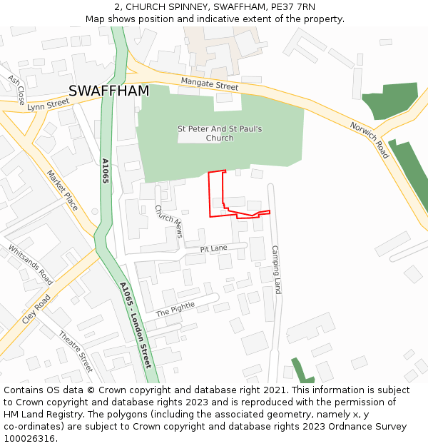 2, CHURCH SPINNEY, SWAFFHAM, PE37 7RN: Location map and indicative extent of plot