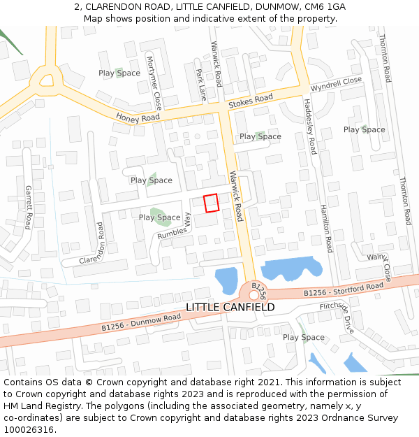 2, CLARENDON ROAD, LITTLE CANFIELD, DUNMOW, CM6 1GA: Location map and indicative extent of plot