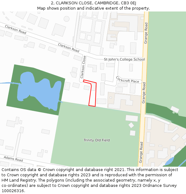 2, CLARKSON CLOSE, CAMBRIDGE, CB3 0EJ: Location map and indicative extent of plot