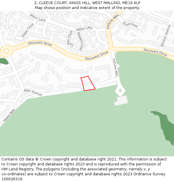 2, CLEEVE COURT, KINGS HILL, WEST MALLING, ME19 4LP: Location map and indicative extent of plot