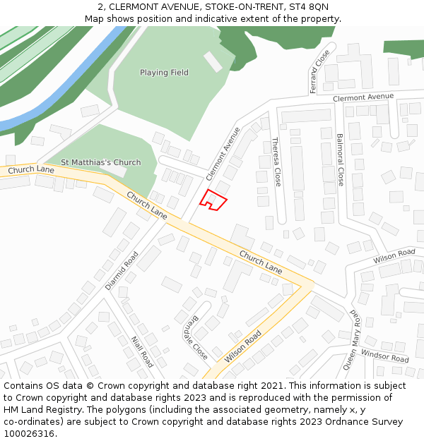 2, CLERMONT AVENUE, STOKE-ON-TRENT, ST4 8QN: Location map and indicative extent of plot