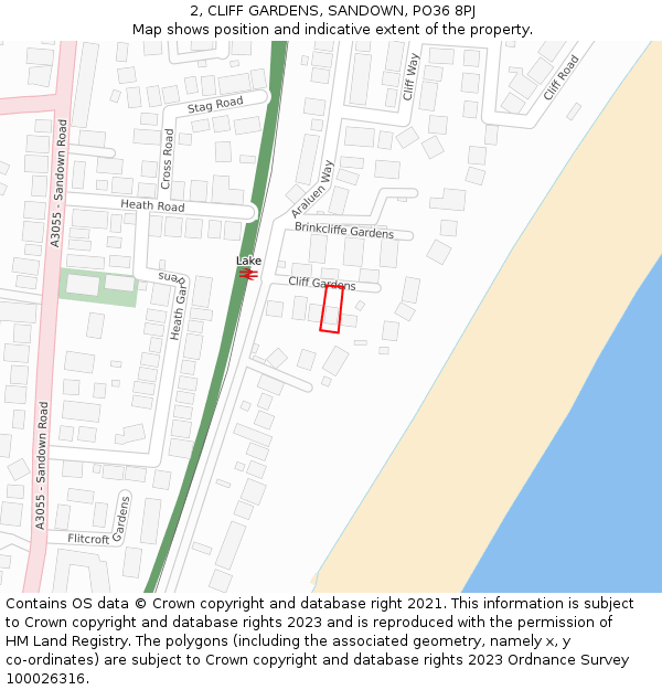 2, CLIFF GARDENS, SANDOWN, PO36 8PJ: Location map and indicative extent of plot