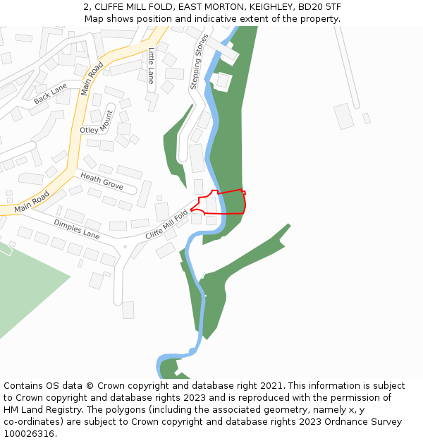 2, CLIFFE MILL FOLD, EAST MORTON, KEIGHLEY, BD20 5TF: Location map and indicative extent of plot