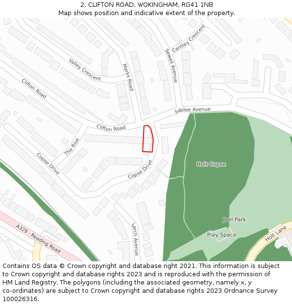 2, CLIFTON ROAD, WOKINGHAM, RG41 1NB: Location map and indicative extent of plot