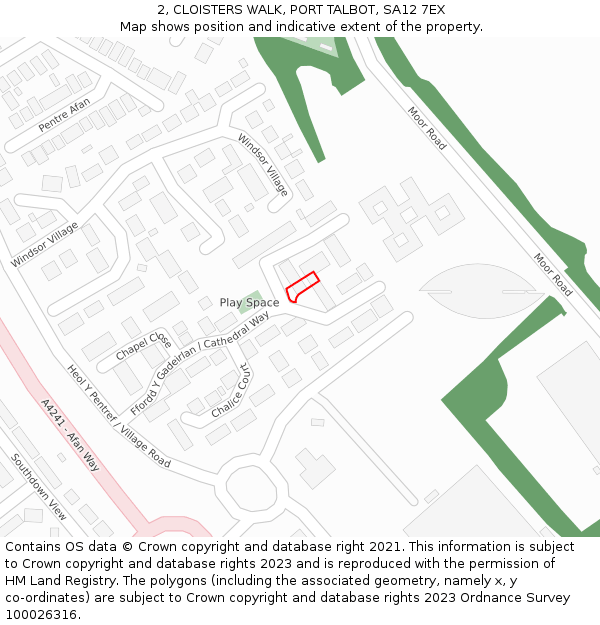 2, CLOISTERS WALK, PORT TALBOT, SA12 7EX: Location map and indicative extent of plot