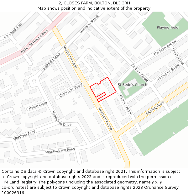 2, CLOSES FARM, BOLTON, BL3 3RH: Location map and indicative extent of plot