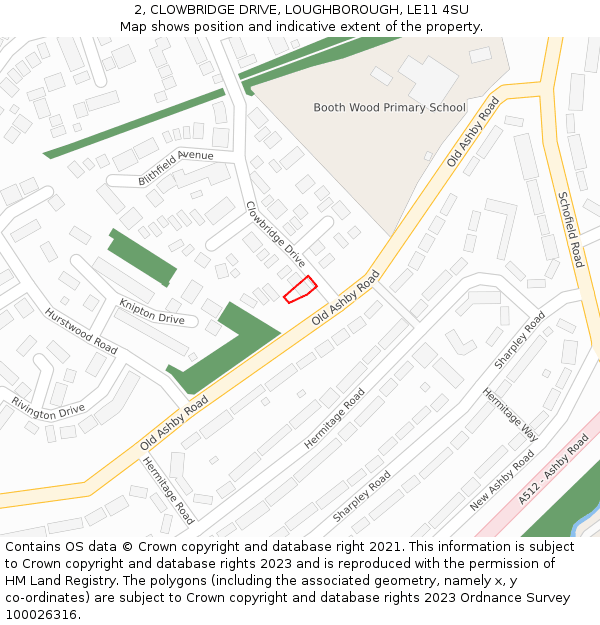 2, CLOWBRIDGE DRIVE, LOUGHBOROUGH, LE11 4SU: Location map and indicative extent of plot