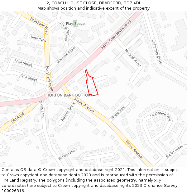 2, COACH HOUSE CLOSE, BRADFORD, BD7 4DL: Location map and indicative extent of plot