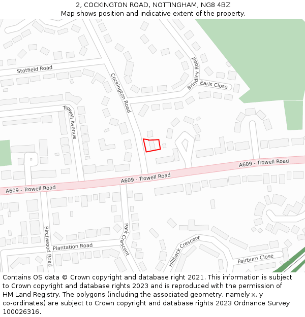 2, COCKINGTON ROAD, NOTTINGHAM, NG8 4BZ: Location map and indicative extent of plot