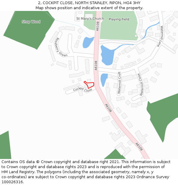2, COCKPIT CLOSE, NORTH STAINLEY, RIPON, HG4 3HY: Location map and indicative extent of plot