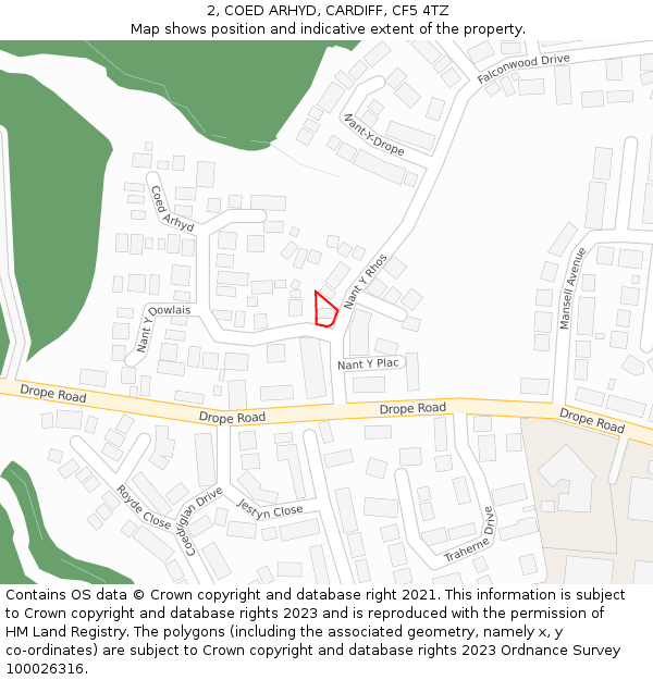 2, COED ARHYD, CARDIFF, CF5 4TZ: Location map and indicative extent of plot