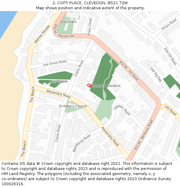 2, COITY PLACE, CLEVEDON, BS21 7QW: Location map and indicative extent of plot