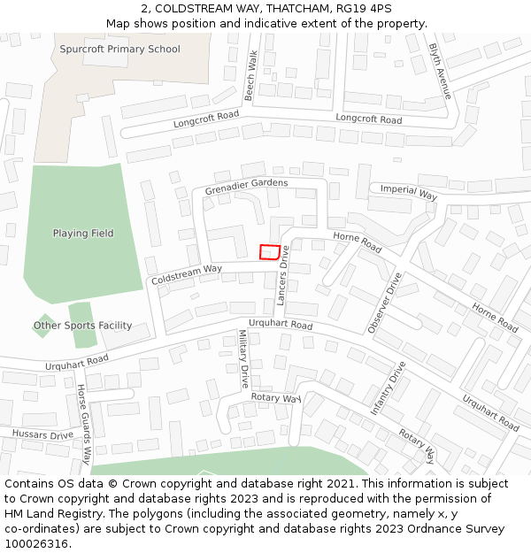 2, COLDSTREAM WAY, THATCHAM, RG19 4PS: Location map and indicative extent of plot