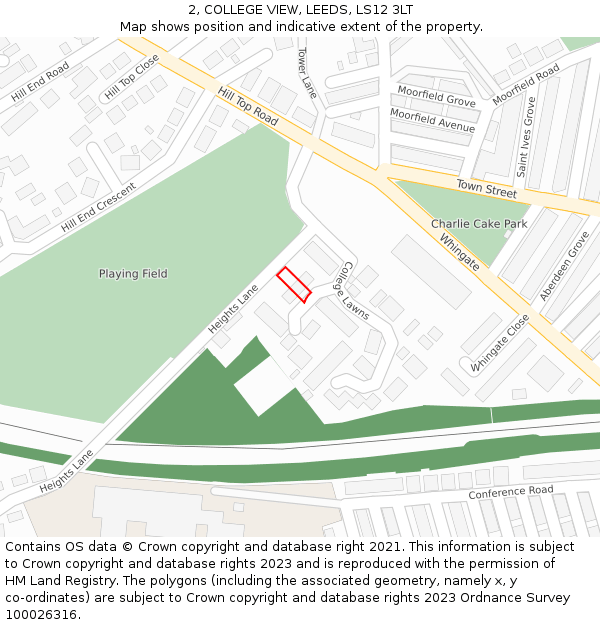 2, COLLEGE VIEW, LEEDS, LS12 3LT: Location map and indicative extent of plot