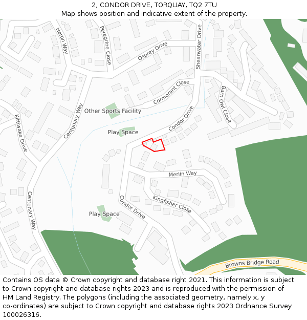 2, CONDOR DRIVE, TORQUAY, TQ2 7TU: Location map and indicative extent of plot