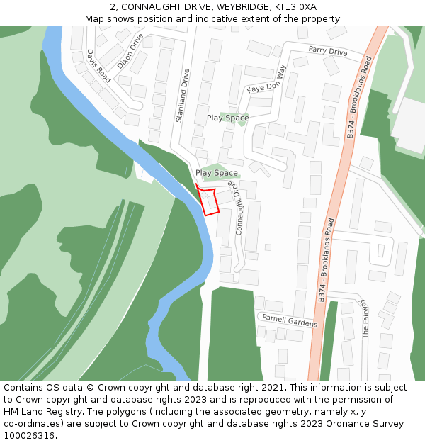 2, CONNAUGHT DRIVE, WEYBRIDGE, KT13 0XA: Location map and indicative extent of plot