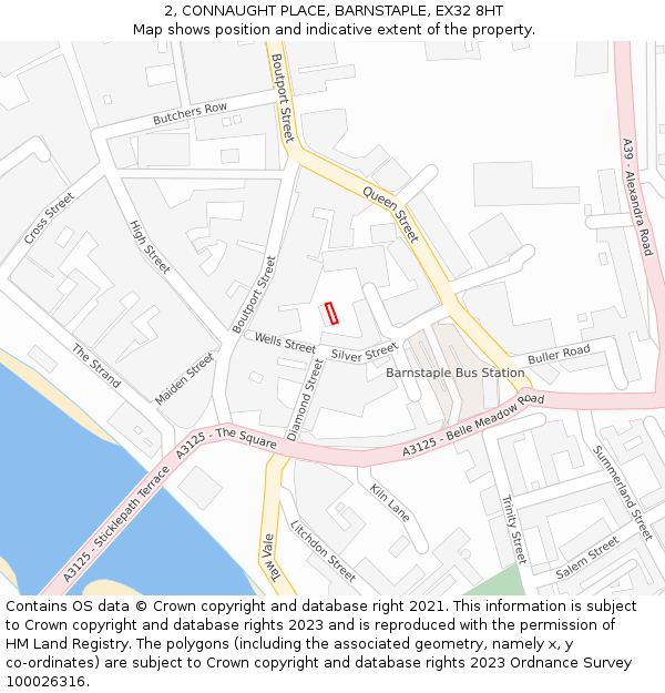 2, CONNAUGHT PLACE, BARNSTAPLE, EX32 8HT: Location map and indicative extent of plot