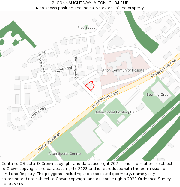 2, CONNAUGHT WAY, ALTON, GU34 1UB: Location map and indicative extent of plot