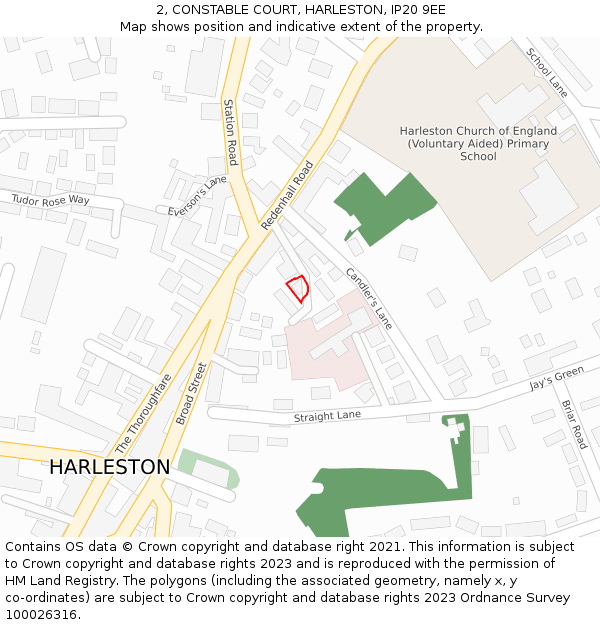 2, CONSTABLE COURT, HARLESTON, IP20 9EE: Location map and indicative extent of plot