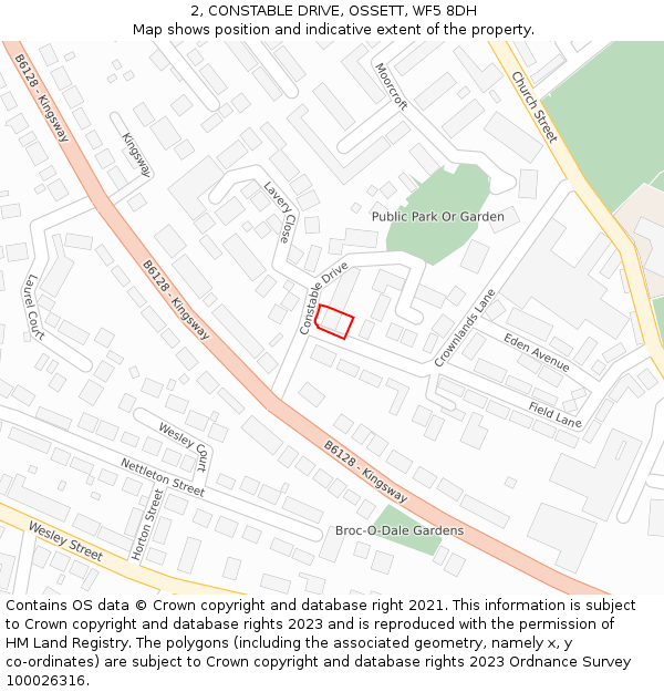 2, CONSTABLE DRIVE, OSSETT, WF5 8DH: Location map and indicative extent of plot