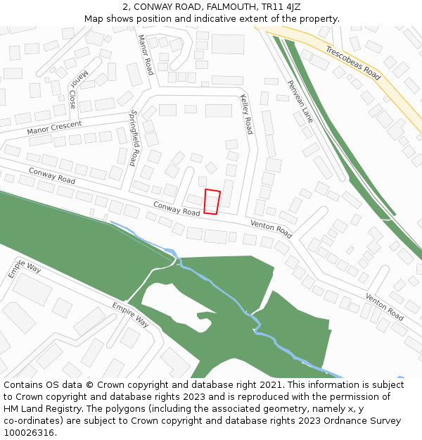 2, CONWAY ROAD, FALMOUTH, TR11 4JZ: Location map and indicative extent of plot