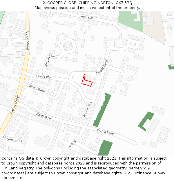 2, COOPER CLOSE, CHIPPING NORTON, OX7 5BQ: Location map and indicative extent of plot