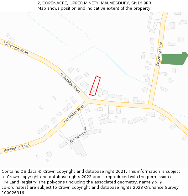 2, COPENACRE, UPPER MINETY, MALMESBURY, SN16 9PR: Location map and indicative extent of plot