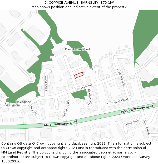 2, COPPICE AVENUE, BARNSLEY, S75 1JW: Location map and indicative extent of plot