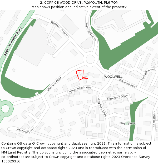 2, COPPICE WOOD DRIVE, PLYMOUTH, PL6 7QN: Location map and indicative extent of plot