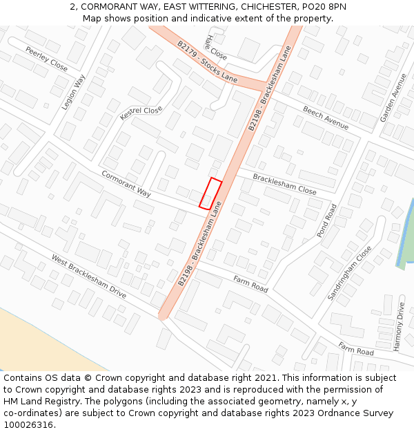 2, CORMORANT WAY, EAST WITTERING, CHICHESTER, PO20 8PN: Location map and indicative extent of plot