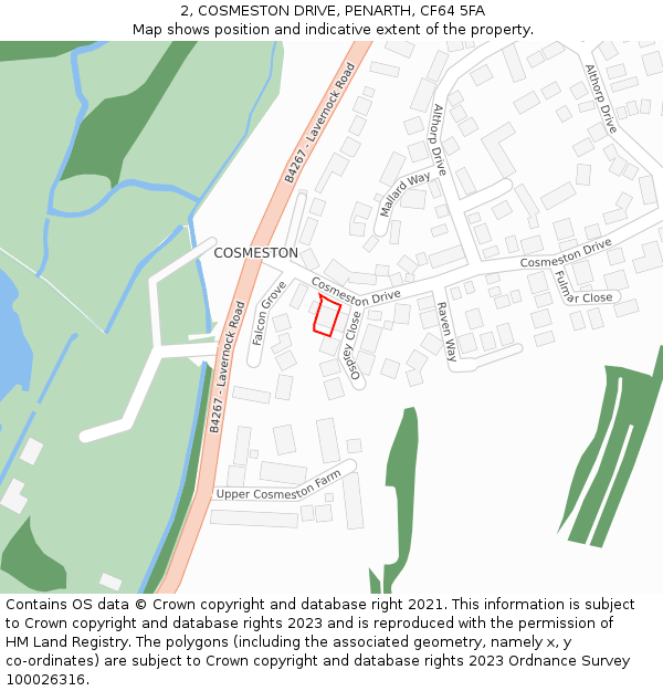 2, COSMESTON DRIVE, PENARTH, CF64 5FA: Location map and indicative extent of plot