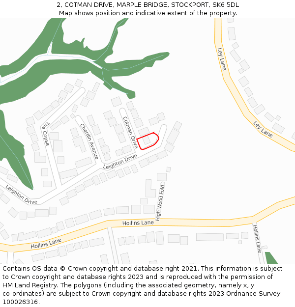 2, COTMAN DRIVE, MARPLE BRIDGE, STOCKPORT, SK6 5DL: Location map and indicative extent of plot