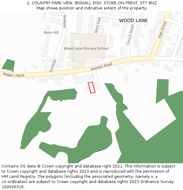 2, COUNTRY PARK VIEW, BIGNALL END, STOKE-ON-TRENT, ST7 8NZ: Location map and indicative extent of plot